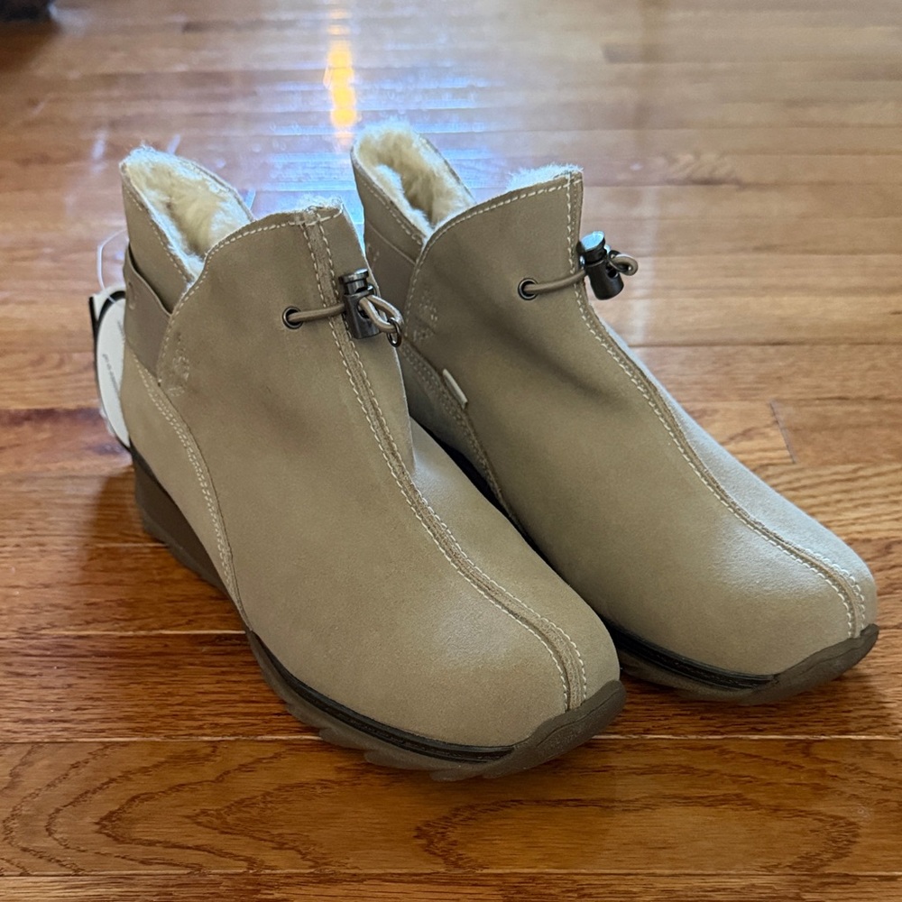 Sporto Taupe Faux-Suede Ankle Boot with Faux-Fur Lining